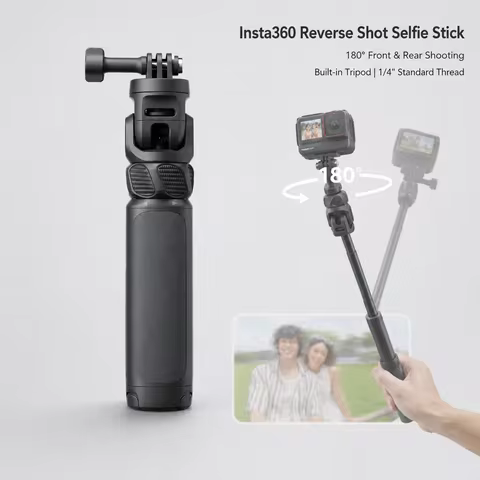 Reverse Shot Selfie Stick for Insta360 GO 3 GO 3S GO Ultra Ace Pro 2, 180° Rotating Tripod Handle wi