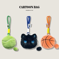 Basket Basketball Tennis Suitable for BOWAWAWAJIN pi8 Earphone Protective Case pi6 Cute Plush B & W 