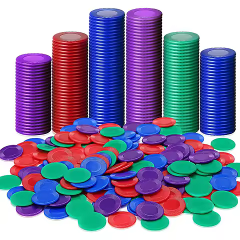 400 Pieces Plastic Poker Chips Game Chips 4 Colors Counter Card For Game Playing Counting Bingo Game