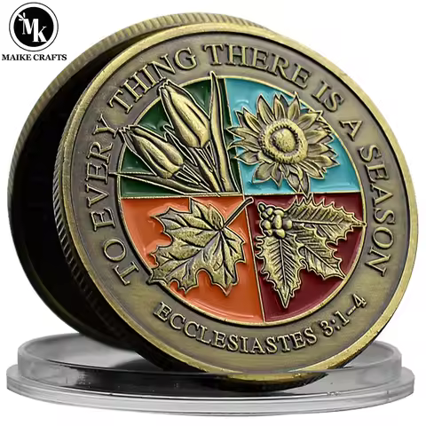 Four Seasons Ecclesiastes 3:1-4 Challenge Coin Religion Bronze Metal Commemorative Coin Collection H
