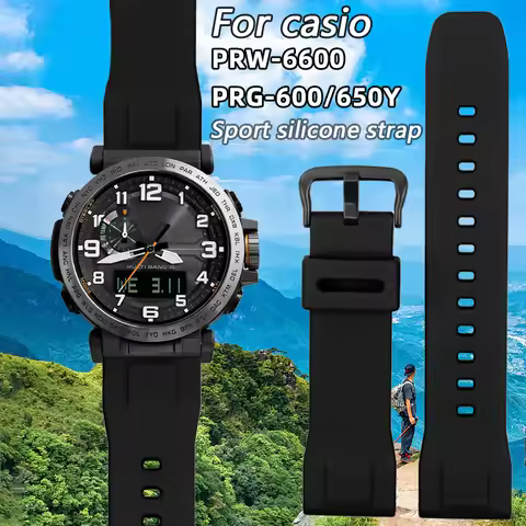 Rubber Strap 24mm for Casio PRW-6600 PRG-600/600Y PRG-650/650Y Wachband PRW-6600 GA2000 men's Sport 
