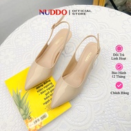 Women's 7-inch Pointed Toe High Heels in Shiny Leather, 7cm High Heel Closed Back Sandals NUDDO NU12