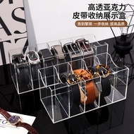 [Ready Stock] Belt Storage Box Transparent Belt Compartment Belt Organizing Storage Box Desktop Cosm