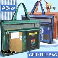 TOPSHOP 1pc A3 Size Art Bag File Document Zipper Expandable Net Envelope Large Capacity File Bag