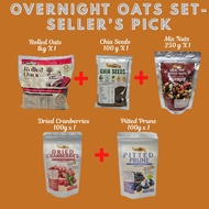 ROLLED OATS, CHIA SEEDS, MIX NUTS, DRIED CRANBERRIES & PITTED PRUNE - MADINA OVERNIGHT OATS SET - SE