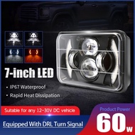 60W 7x6'' 5X7" Inch Led Headlights H4 Hi-Lo Beam Halo DRL or Jeep Wrangler YJ Cherokee XJ Accessorie