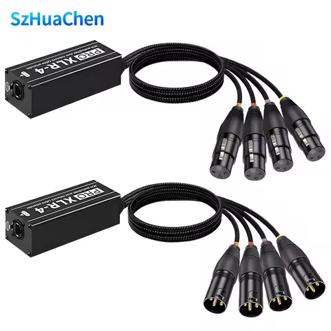 1Pair 4-Channel 3-Pin XLR Or 6.3Mm Audio And DMX Over Network Cable Extender, DMX512 Network Signal 