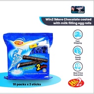 (609F)Win2 1More Chocolate Coated With Milk Filling Egg Rolls/Wafer Gulung Disalut Coklat