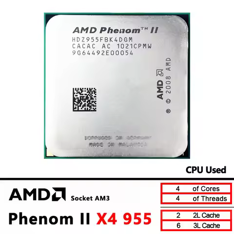 AMD Phenom II X4 955 125W 3.2 GHz Used Quad-Core CPU 125W HDZ955FBK4DGM / HDX955FBK4DGI / HDZ955FBK4