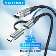 Vention Type C Cable 2 in 1 Charging Cable Micro B / USB C Fast Charge 3A High Speed 480Mbps Multi-F