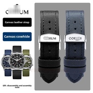 18/19/20/21/22/24mm for CO-RUM Watch, Premium Nylon Canvas Leather Watchband, Universal Fit for Admi