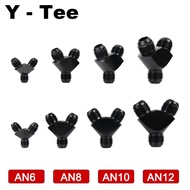 AN6 AN8 AN10 AN12 Male to Male Flare Y Block Tee Fuel Fitting Hose Line Splitter T-Joint 3-Way Adapt