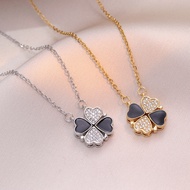 4 Leaf Clover Necklace For Women, Romantic Charming Lucky Heart Necklace Shining CZ Four Leaf Clover
