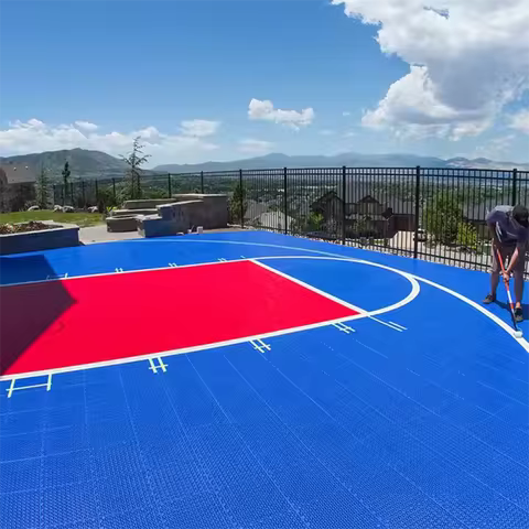 Backyard Basketball Court Interlocking Tiles Backyard Outdoor 3x3 Basketball Court for Sport