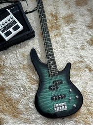 Ibanez SR Series 電貝斯青綠水紋漸變貝斯｜新手入門套裝｜穩定易上手 高性價比四弦貝斯｜P+J 拾音器｜搖滾 / 流行都得 青黑漸變靚色款｜初學練習專用｜低音渾厚 套裝直出！電貝斯 + 
