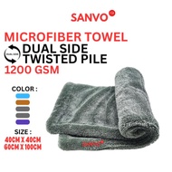 Spt3! TWISTED PILE 1200GSM Microfiber Cleaning Cloth 1200 GSM 2-Sided Microfiber Drying Towel