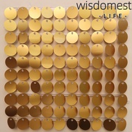 WISDOMEST Sequin Panel Wall Decor, Round Glitter Sequin Backdrop,  PET Silver Gold Photo Backdrop Bi