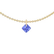 Gold Plated Premium Steel September Birthstone Sapphire Princess Cut Premium Austrian Crystal Pendan