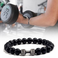 Silver Bracelet Stretch Frosted Alloy Men's Dumbbell Bracelet Bracelet Yoga Beaded Energy C5w1