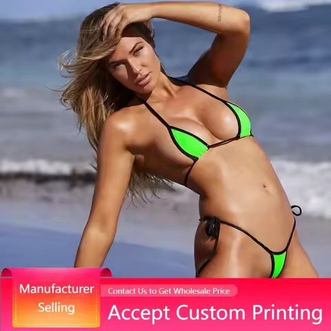 Micro Mini String Bikini Set Strappy Swimsuit Female Vintage Knitting Swimwear Women 2022 Bikini Wom