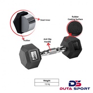 ROX Dumbbell Hexagonal Rubber 7.5 Kg Barbell Dumbbell Barbell