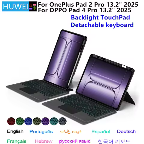 HUWEI Magic Keyboard For OPPO Pad 4 Pro 13.2 Inch 2025 Case Backlight TouchPad Keyboard Cover for On