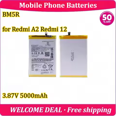 [New] BM5R for Redmi A2 Redmi 12 Mobile Phone Battery 3.87V 5000mAh Upgraded High-Capacity Replaceme