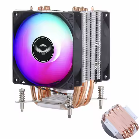 6 Heat Pipes Copper Tube CPU Cooler 3/4Pin PWM RGB PC Quiet lntel LGA 2011 9cm Cooling Fan Screw Fix
