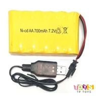 (Ready stok) 7.2v LJ battery ND19d AA 700mAh + USB Charger 7.2v 250mA