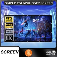 Projection Screen 60/100 inch 16:9 HD Foldable Portable Movies Screen Home Theater Outdoor Office