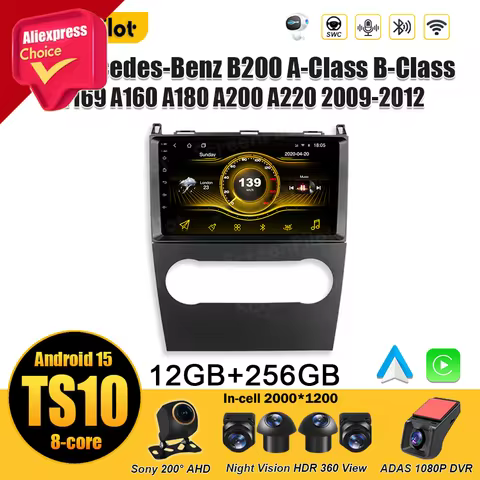 Android 15 For Mercedes-Benz B200 A-Class B-Class W169 A160 A180 A200 A220 2009 - 2012 Car Radio Mul