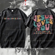 24h Shipping N9THNOVA Christian Jesus Good News God Loves You Washed Pure Cotton T-shirt Vintage 5