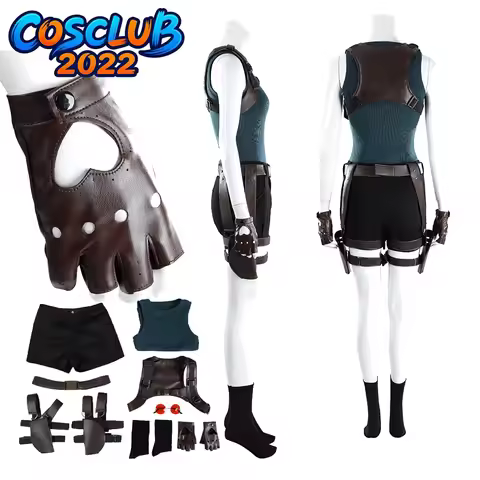 Lara Croft Cosplay Women Costume Tomb Game Fantasy Raider Roleplay Top Pants Back Strap Suit Hallowe
