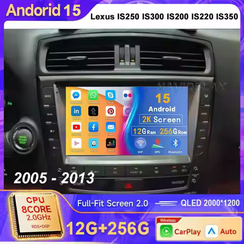 AWESAFE AI 4G LTE Wireless CarPlay Android15 Auto Car Radio For Lexus IS250 IS300 IS200 IS220 IS350 