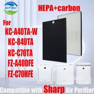 Original and Authentic Replacement Compatible with sharp KC-A40TA-W、KC-840TA、KC-C70TA、FZ-A40HFE、FZ-A40DFE、FZ-C70HFE Filter Air Purifier Accessories True Original HEPA&amp;Active Carbo