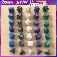 7Pcs Creative Multi-faceted Dice Multi-color Transparent Acrylic Dice D4 D6 D8 D10 D12 D20 RPG Dice