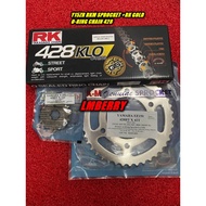 ORIGINAL RKM SPROCKET Y15ZR LC135 RANTAI ORING GOLD CHAIN ORING RED CHAIN  KLO CHAIN 428