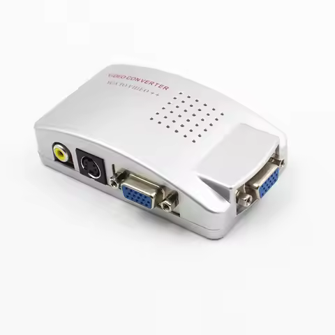 Pc to TV Converter Box Vga to TV Av Signal Adapter Video Supports Ntsc Pal 9804 Enjoy Gaming and Bro