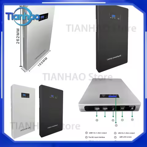 2026 PD 100W Solar Power Bank 60000mAh DC Power Bank Battery Pack for Air Mini Laptop Router LED Str