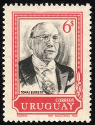 烏拉圭郵票_名人_貝瑞塔總統_1969_096H →逗^郵舖←