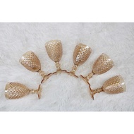 6PCS SET OF GOLD GOBLET Wine Diamond Cut Goblet Water