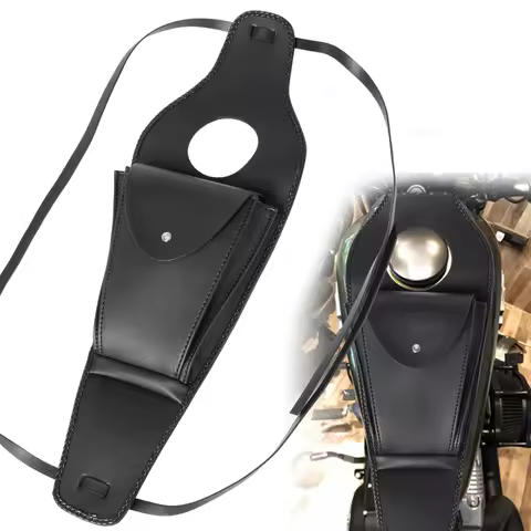 Motorcycle Black PU Leather Fuel Tank Chap Cover Panel Bag Bib For Harley Sportster XL 883 1200 48 7