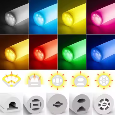 360° Glowing Round LED Neon Tube Rope Lamp Flexible Silicone Diffuser Channel WS2811 WS2812B Soft IP