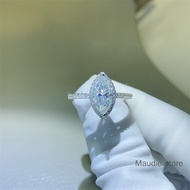 2ct Real Moissanite Diamond S925 Sterling Female Ring 2024 New Fashion Marquess Cut Real Gold Color 