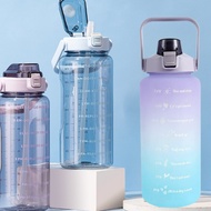 2000ml Reminder water bottle with straw scale big bottle 2Liter gym bottle sport water bottles