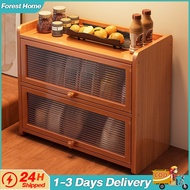 Desktop Cabinet Organizer Bamboo Kitchen Cabinet Organizer Kitchen Organizer glass door Storage Cabi