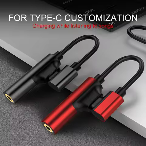 2 In 1 Type C 3.5mm AUX Adapter USB C To 3.5 Plug Headphone Jack 3 5 Splitter Earphone Audio Convert