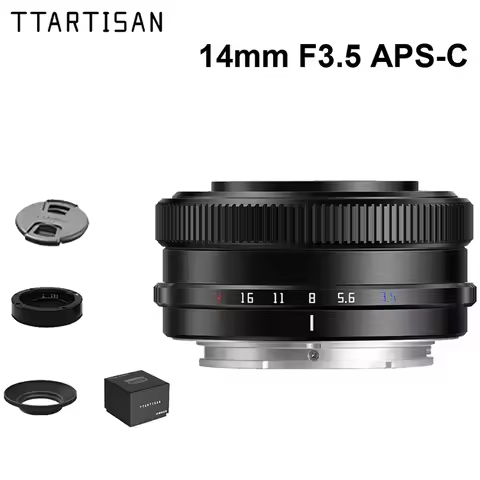 TTArtisan AF 14mm F3.5 APS-C Frame Prime Camera Lens for Fuji XF Sony E A6400 A6500 A6700 ZVE10 Huma