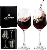 AW BRIDAL Fiance and Fiancee Wine Glasses Set of 2 for Wedding Enagagement, Bridal Shower Bacheloret