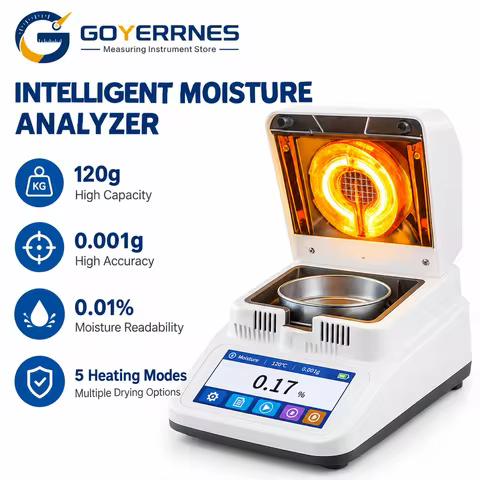 HC152 Halogen Digital Moisture Analyzer 120g 0.002g Touch Screen LCD Moisture Meter Tester for Grain